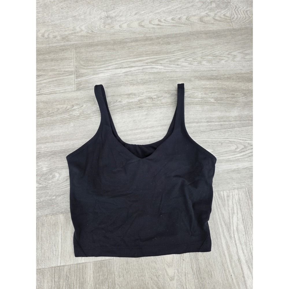 Lululemon Align Cropped Tank Top Women's 8 Black Nulu Built-In Bra Yoga W1CW4S